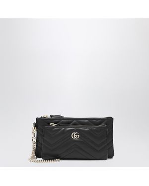 Gucci Small Gg Marmont Pouch With Chain - Black