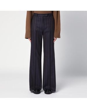 Quelledue Blaue Hose Aus Wollmischung Mit Nadelstreifen