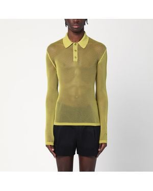 Gucci Pistachio Perforated Technical Knit Polo - Green