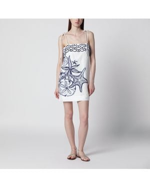 FARM Rio Coast Stars Printed Linen Midi Dress - Blue