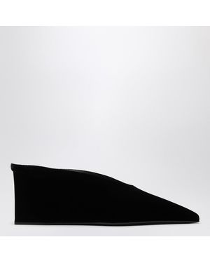 Alaïa Mule con zeppa a cubo nera in velluto - Nero