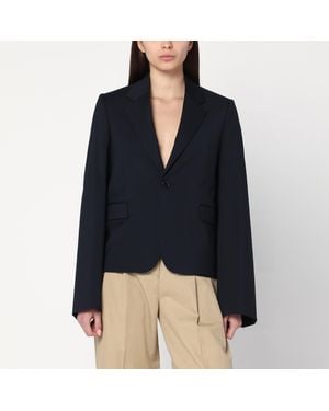Loewe Navy Single-breasted Jacket In Wool - Blue