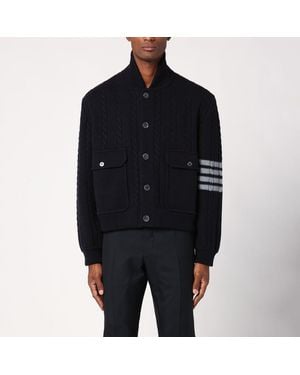 Thom Browne Cardigan a trecce navy - Nero