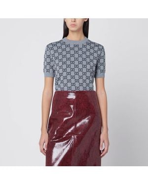 Gucci Sweater With Gg Pattern - Blue