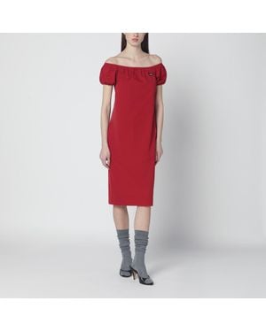 Miu Miu Embellished Silk And Wool Midi Dress in White | Lyst Australia