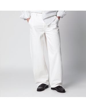 Ami Paris Pantalon En Denim Blanc Crème