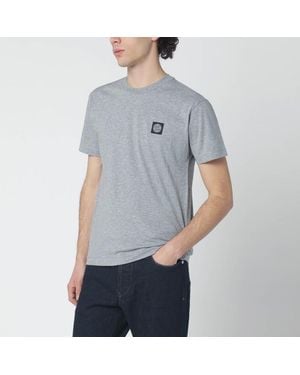 Stone Island Cotton T-shirt With Logo Patch - Grey