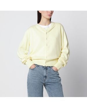 DUNST Cardigan Girocollo Giallo Chiaro - Bianco