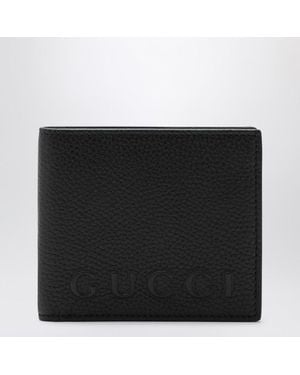 Gucci Schwarzes Bi-Fold Portemonnaie Aus Genarbtem Leder