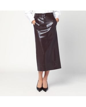 ANDAMANE Bordeaux Faux Leather Midi Skirt - Purple