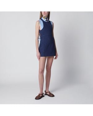 Miu Miu Short Ink-Colored Gabardine Dress - Blue