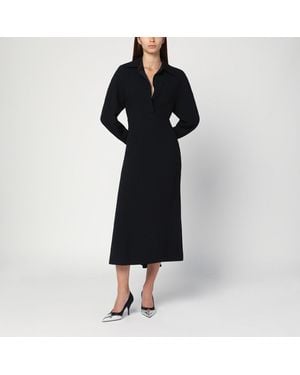 Victoria Beckham Satin Shirt Dress Midi - Black