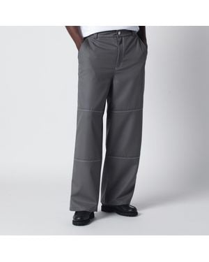 Ami Paris Wool Canvas Workwear Trousers - Grey