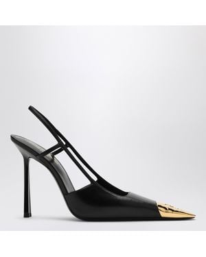 Saint Laurent Jeanne Slingback-Pumps Aus Schwarzem Leder