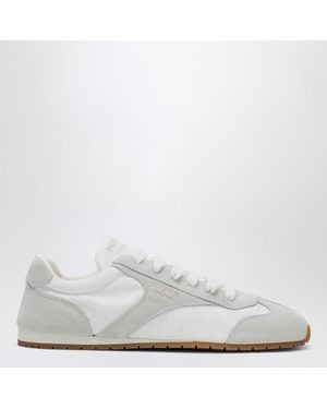 Prada Baskets Blanches Avec Empiècements En Suede