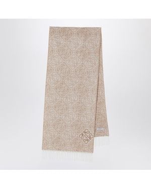 Loewe Anagram Wool And Cashmere Scarf - Natural