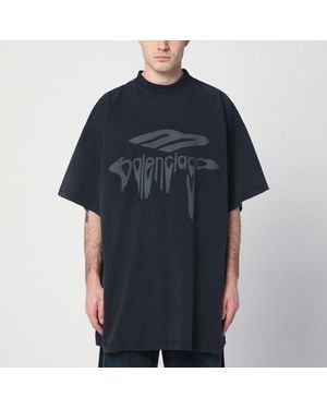 Balenciaga T-shirt over 3b liquified nera slavata - Blu