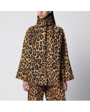 Alaïa Layered Ocelot-Print Twill Coat, Noir Caramel - Brown