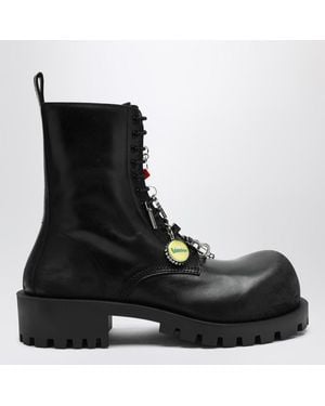 Balenciaga Leather Hummer Lace-up Ankle Boots - Black