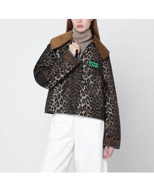 BARBOUR X GANNI Coupe-Vent Ciré À Imprimé Léopard - Noir