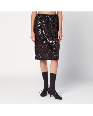 Prada Gonna con paillettes color prugna - Nero