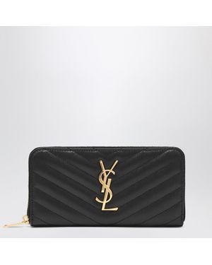 Saint Laurent Portemonnaie Monogram aus Leder - Schwarz