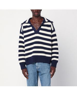 Bottega Veneta Striped Wool-Blend Jumper - Blue