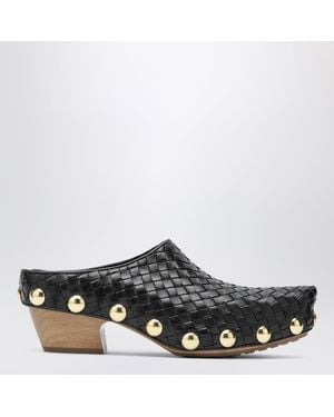 Bottega Veneta Gondola Studded Woven Leather Clogs - Black