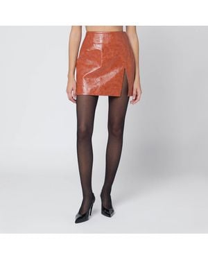ANDAMANE Leather Effect Mini Skirt - Orange