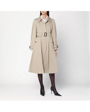 Burberry Long Gabardine Ellingham Car Coat - Natural