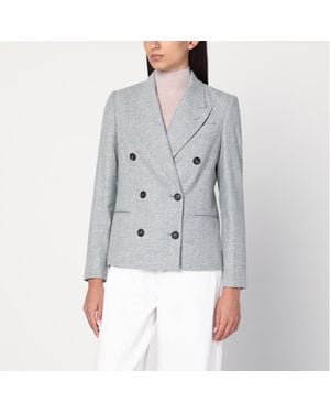 Brunello Cucinelli Double-Breasted Wool Jacket - Grey