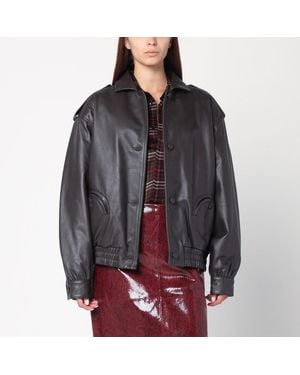 Blazé Milano Bomber color ebano in pelle - Grigio