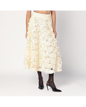 ROTATE BIRGER CHRISTENSEN Jupe Couleur Crème Avec Applications Florales - Neutre