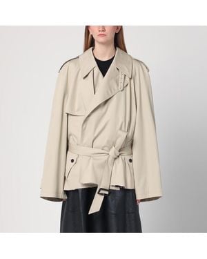 Balenciaga Trench-Coat Court En Sergé De Coton - Neutre