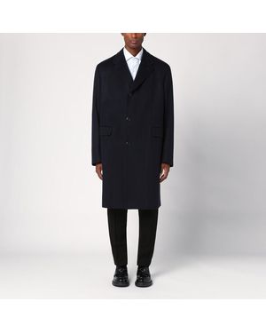 Prada Einreihiger Wollmantel Blau - Schwarz
