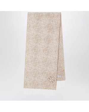 Loewe Anagram Wool And Cashmere Scarf - Natural