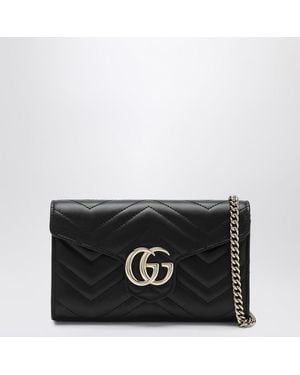 Gucci Gg Marmont Wallet With Chain - Black
