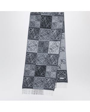 Loewe Anagram Wool And Cashmere Scarf - Grey