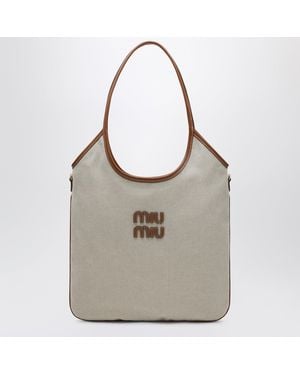 Miu Miu Ivy Canvas And Leather Bag - Grey