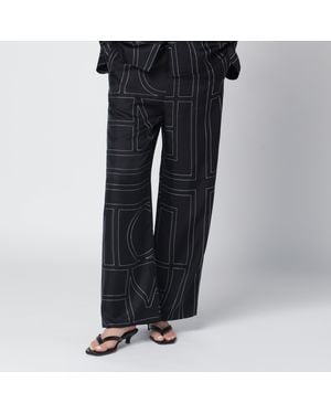 TOTEME Pantalon De Pyjama Monogram En Soie Noire - Bleu