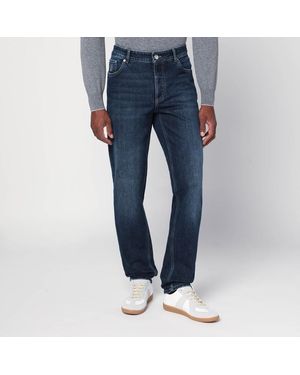 Brunello Cucinelli Dunkelblaue Jeans Mit Washed-Effekt