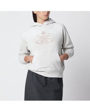 Prada Felpa Con Cappuccio Grigio Chiaro Mélange