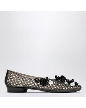 HEAVENLY JELLY Ballerines Lily Noires En Pvc Avec Fleurs Perlées