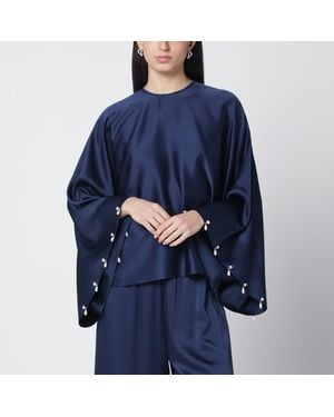 Stella McCartney Oversized Viscose Satin Blouse - Blue