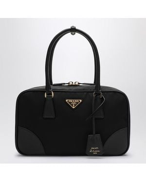 Prada Mittleres Schwarzes Re-Edition 1978 Re-Nylon Und Saffiano Topcase