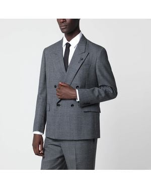 Lardini Double-Breasted Prince Of Wales Check Jacket - Grey