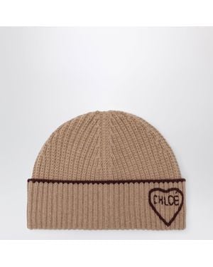 Chloé Encoeur Wool And Cashmere Beanie - Brown