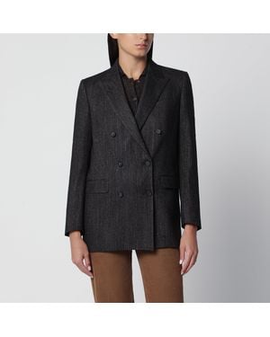 Tagliatore Double-Breasted Jacket With Herringbone Pattern - Black