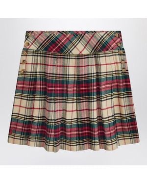 Polo Ralph Lauren Cream/ Cotton Twill Tartan Skirt - Multicolour
