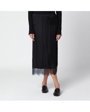 Anine Bing Shelby Silk Satin Skirt - Black